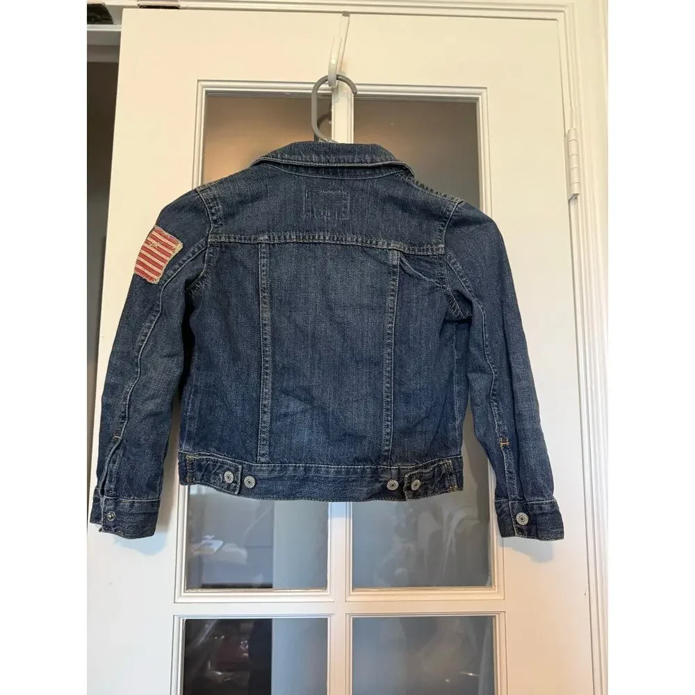 Ralph Lauren Denim Trucker Jacket boys size 5 American Flag patch